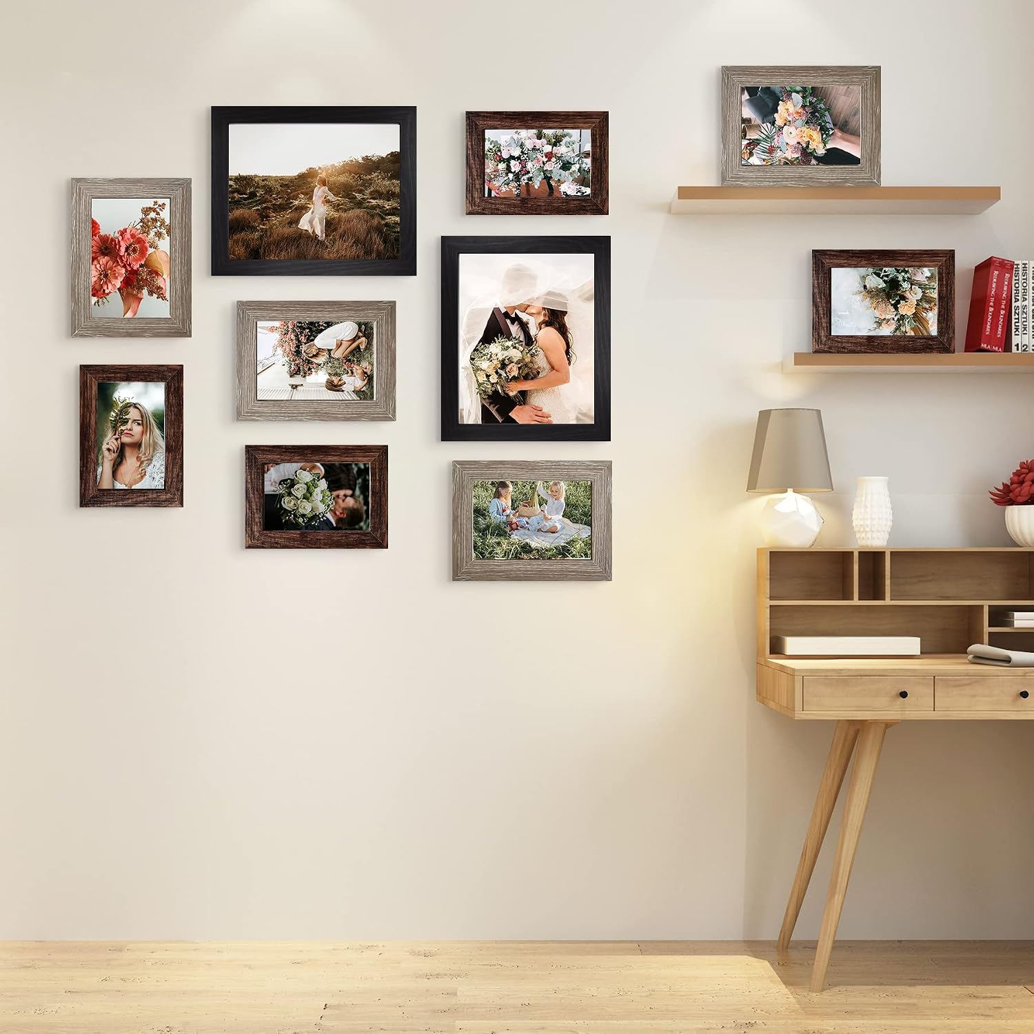 10-Piece Wood Finish Photo Frame Set