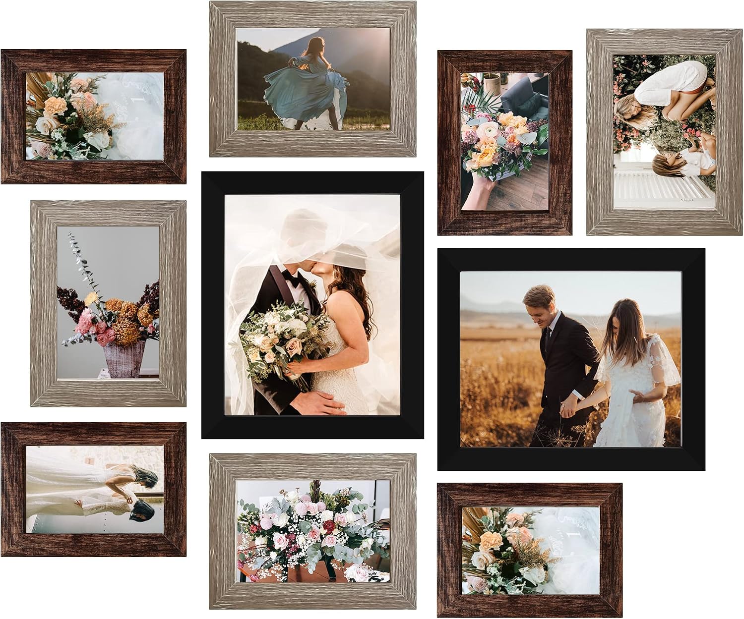 10-Piece Wood Finish Photo Frame Set