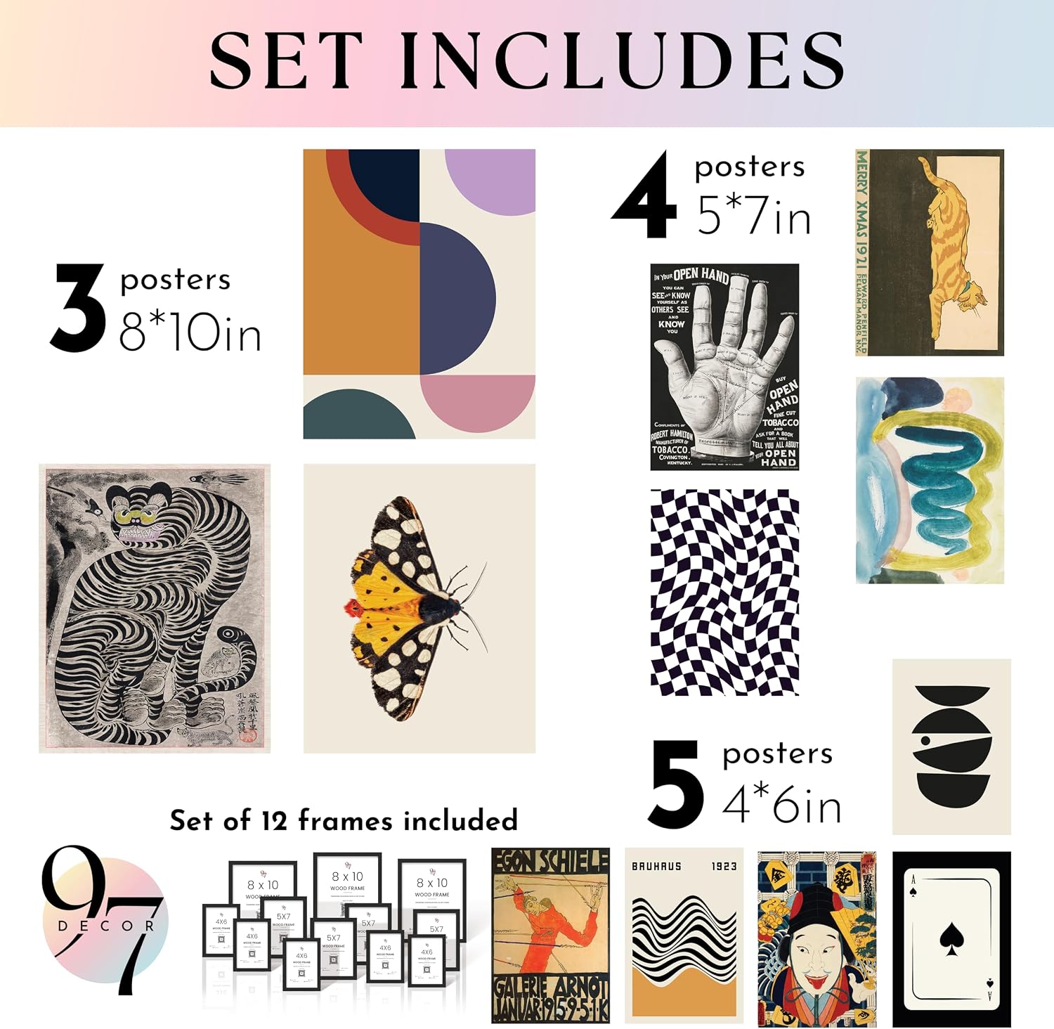 12-Piece Abstract Mixed Print Set