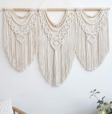 Large Macrame Wall Hanging with Beads