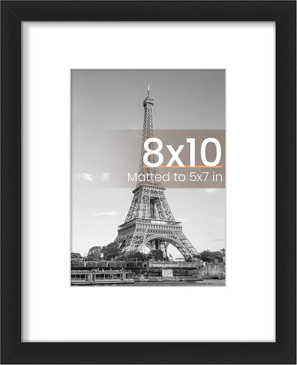 Black Wood Finish Matted Photo Frame