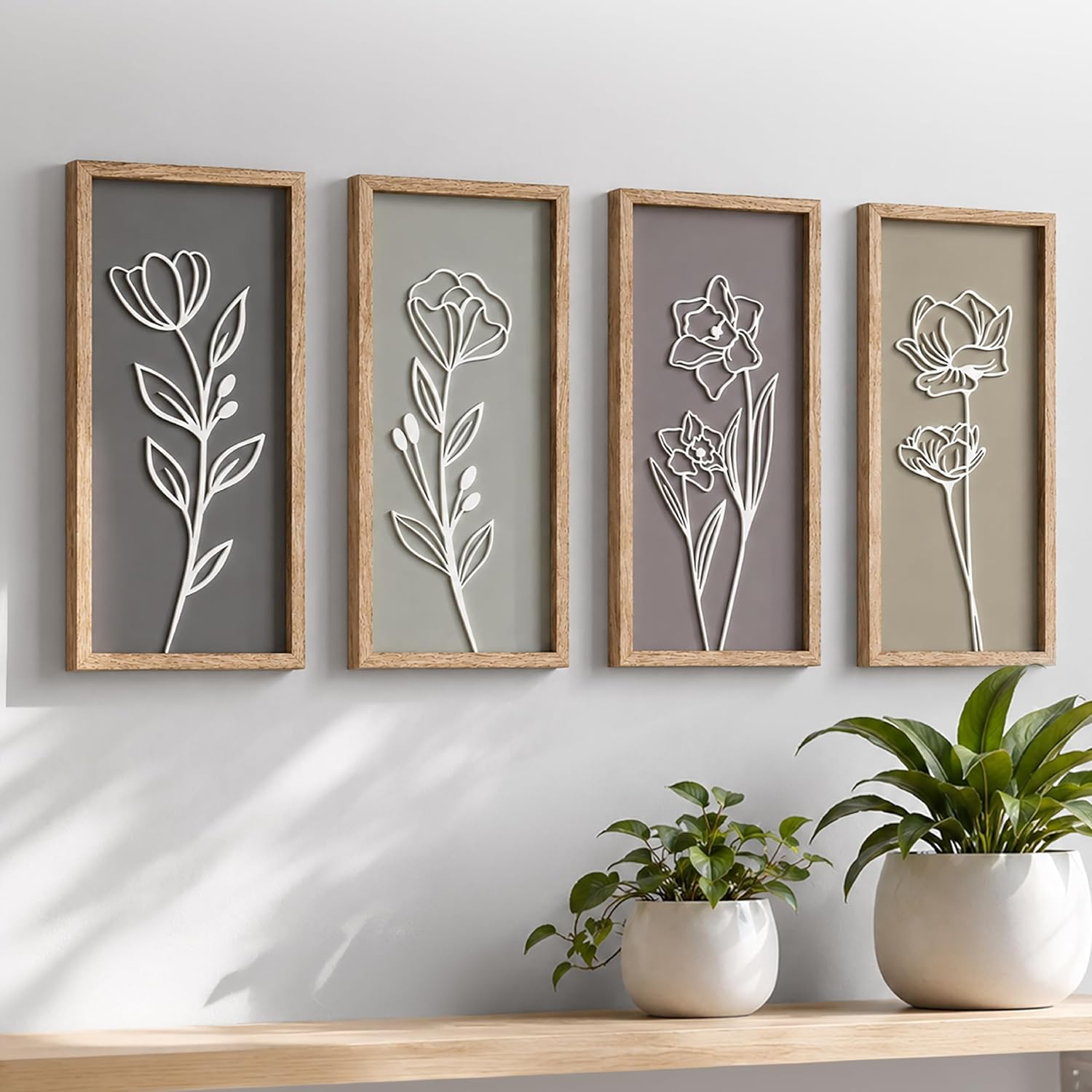 Four-Piece Floral Framed Wall Art Set Four-Piece Floral Framed Wall Art Set
