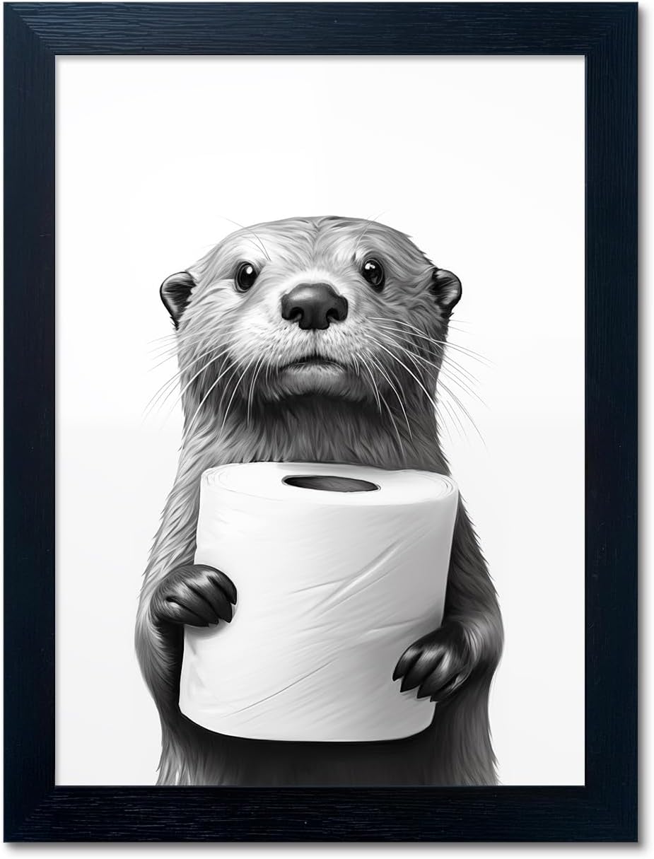 Framed Raccoon Toilet Paper Wall Art Framed Raccoon Toilet Paper Wall Art