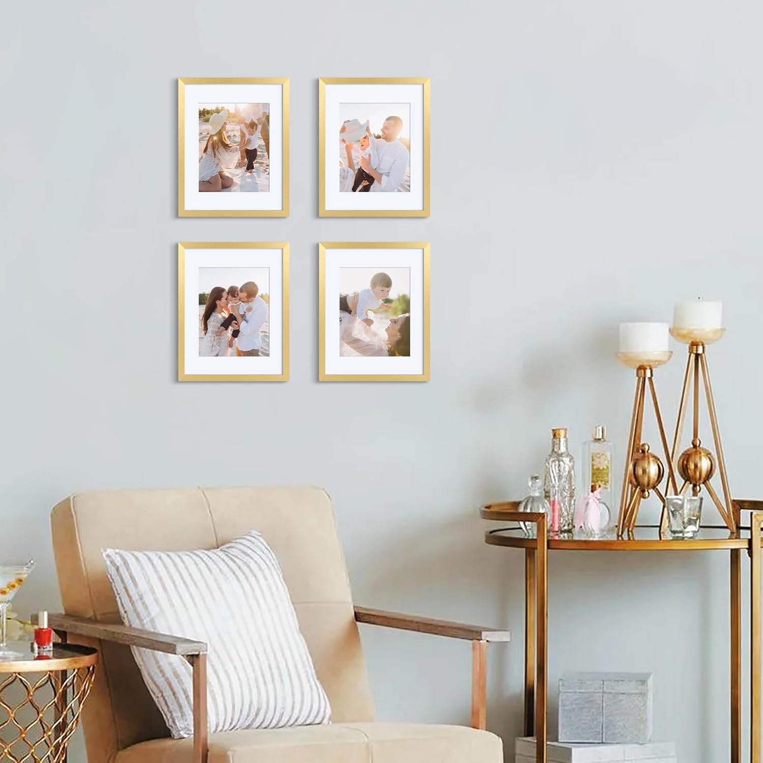 Gold Finish Photo Frame Set with Mat