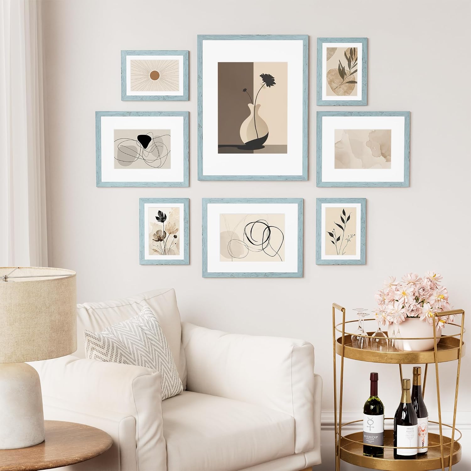 Light Blue Distressed Wood Finish Frames