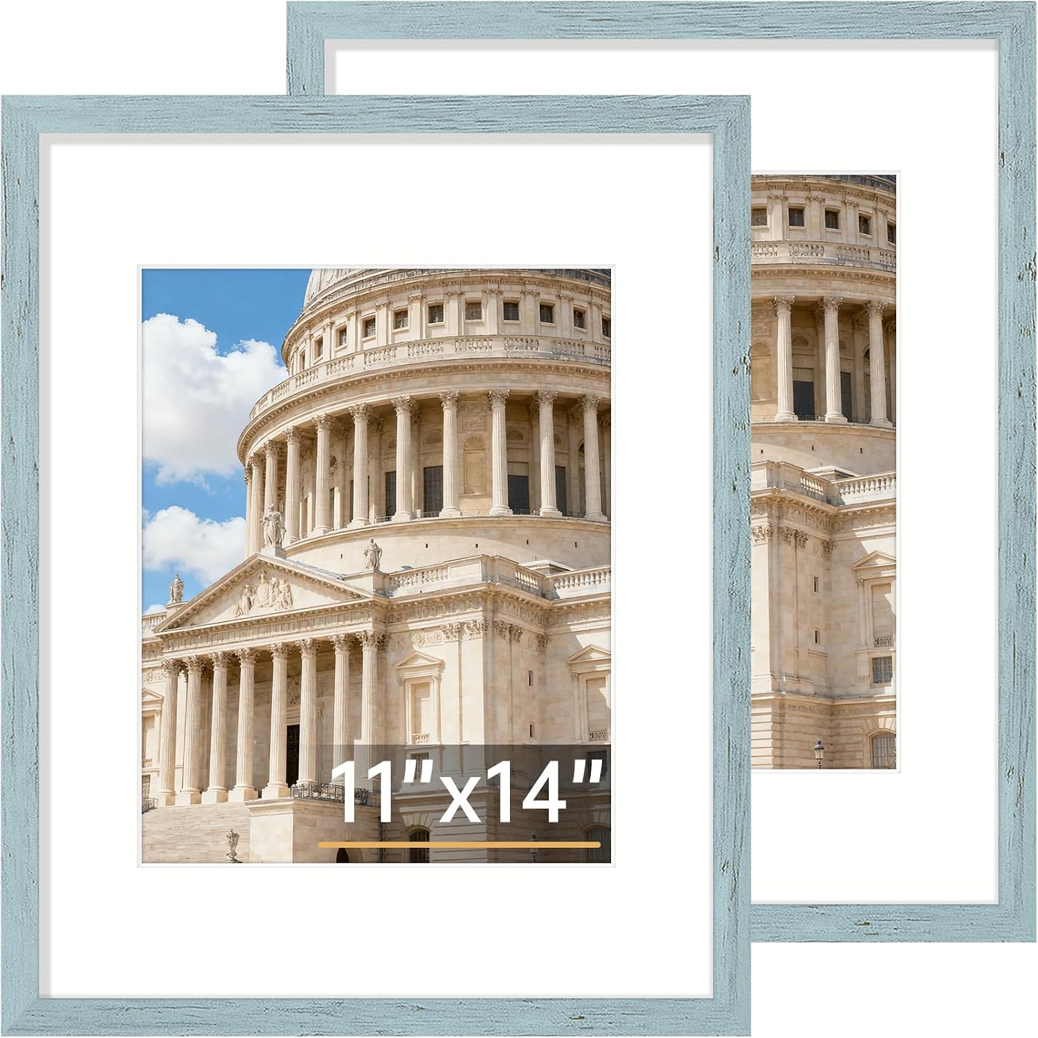 Light Blue Distressed Wood Finish Frames