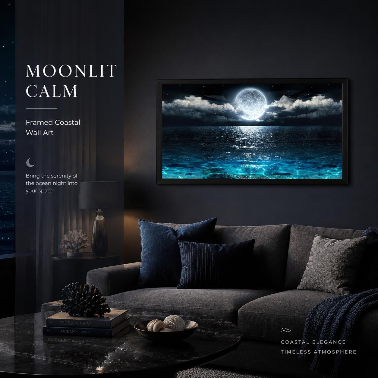 Moonlit Ocean Framed Wall Art