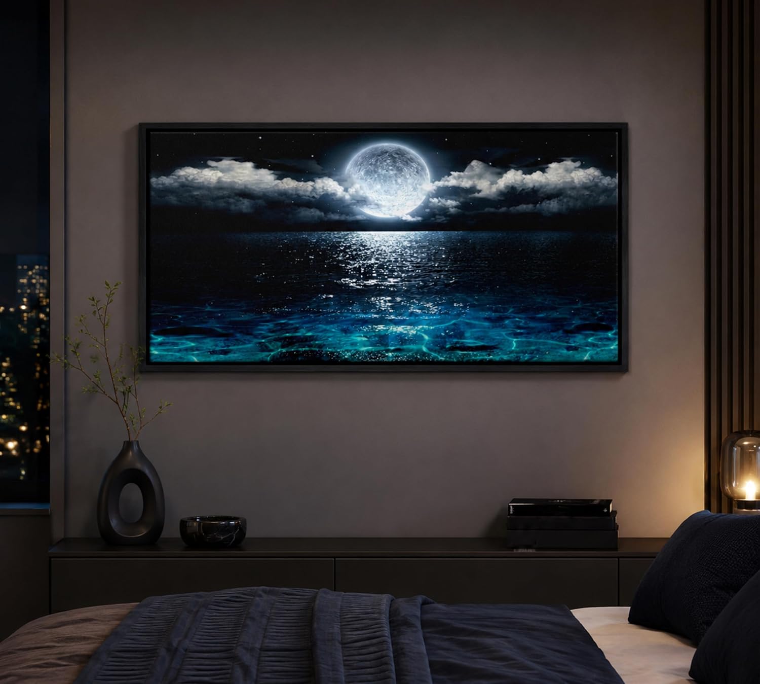 Moonlit Ocean Framed Wall Art