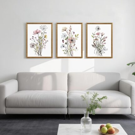 Three-Piece Floral Canvas Art Set