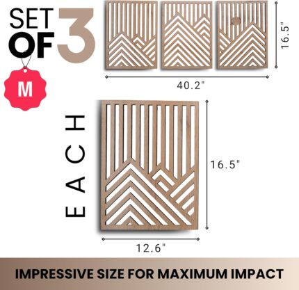 Three-Piece Wooden Mountain Wall Art Set