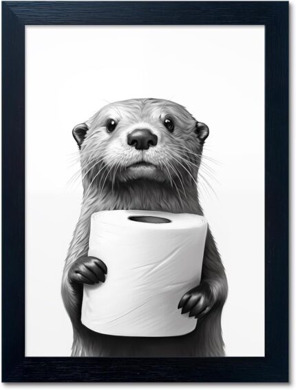 Framed Raccoon Toilet Paper Wall Art