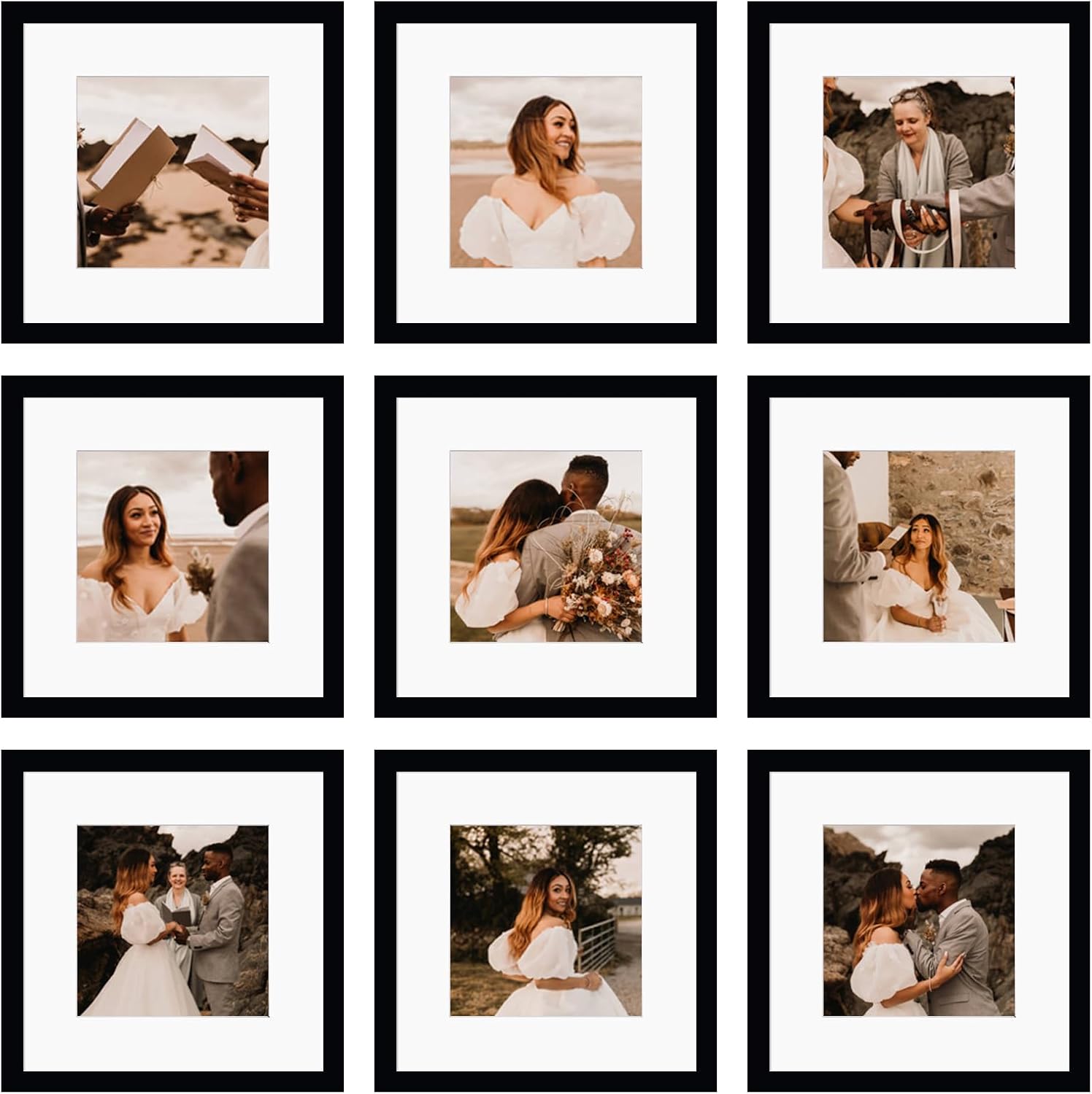 Square Black Finish Photo Frame Set