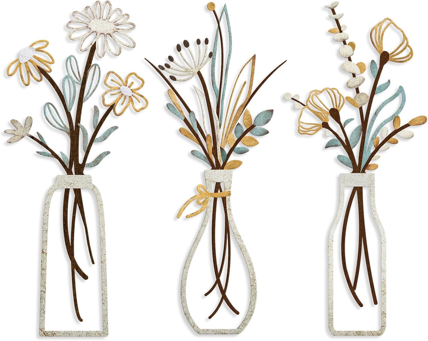 Three-Piece Metal Floral Wall Decor Three-Piece Metal Floral Wall Decor