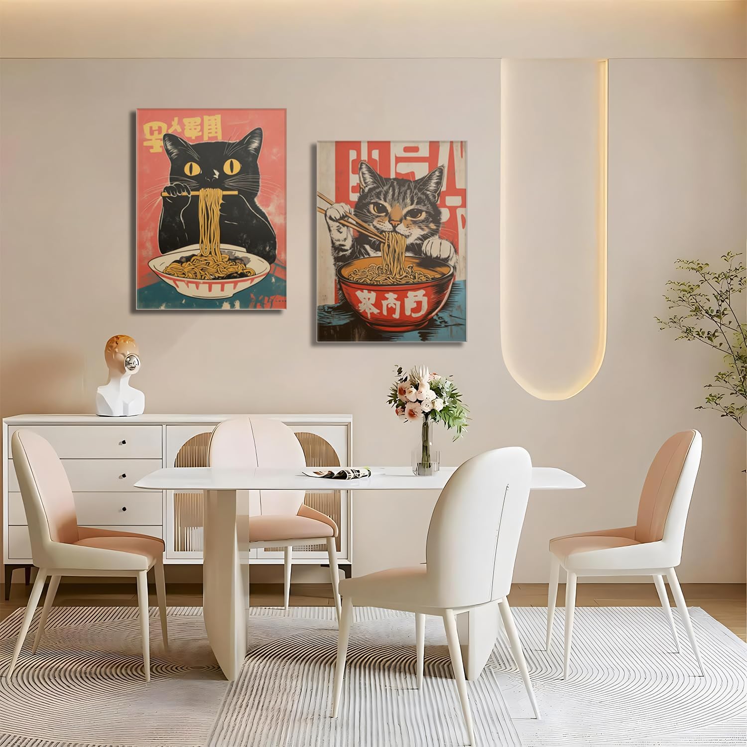Two-Panel Cat Ramen Wall Art