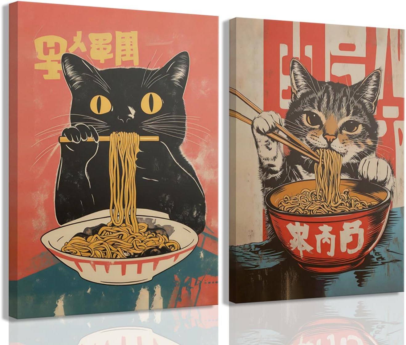 Two-Panel Cat Ramen Wall Art
