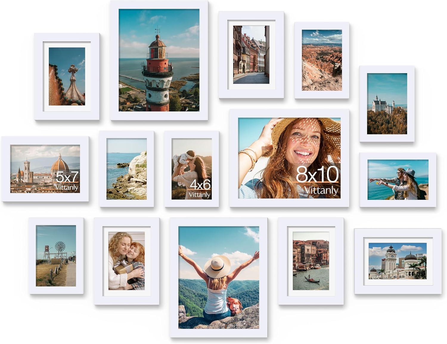 White Finish Multi-Size Photo Frame Set